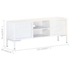 Meuble Tv Blanc 115X30X46 Cm Bois Massif De Manguier