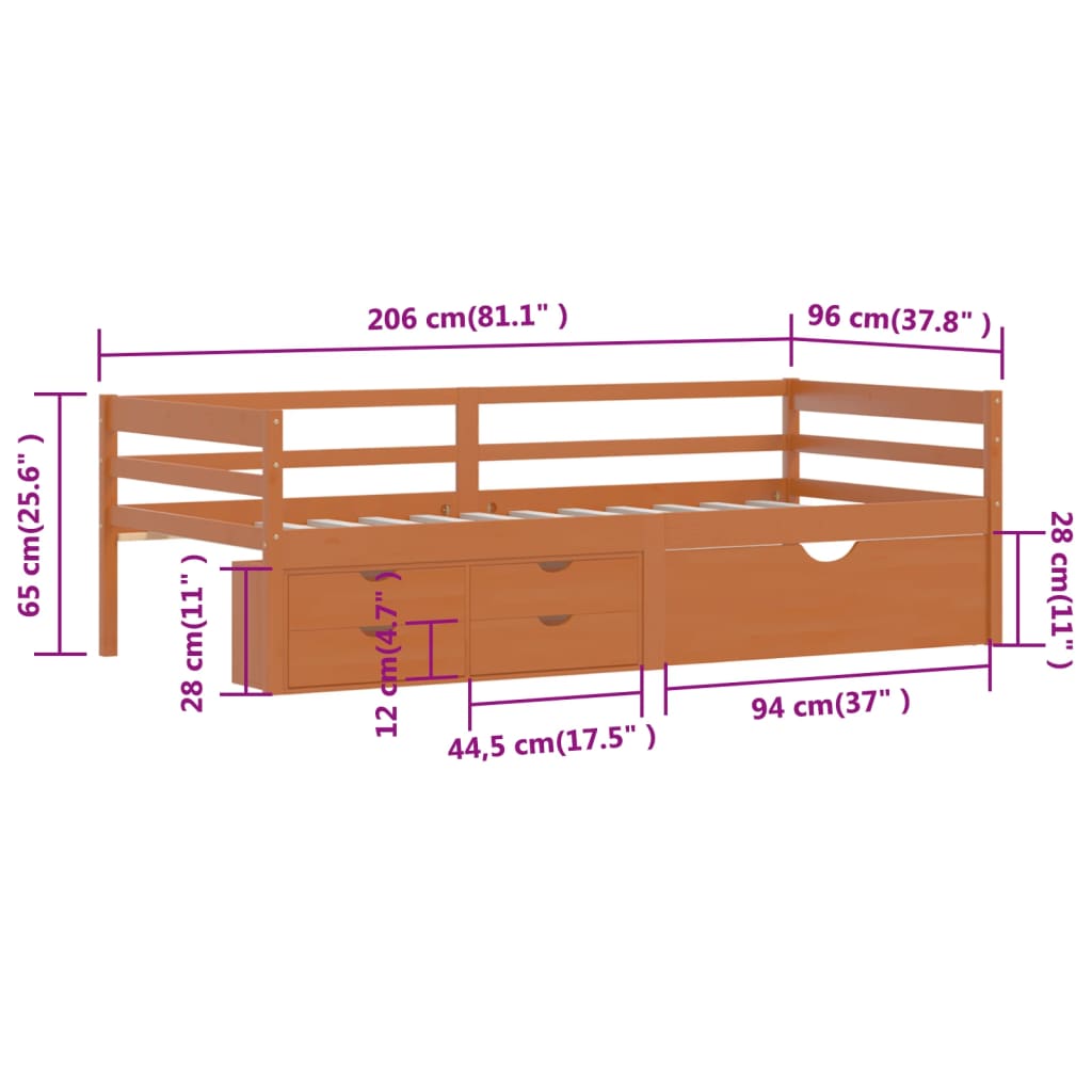 Cadre De Lit Avec Rangement Sans Matelas 90X200 Cm