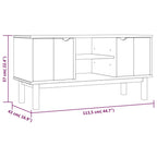 Meuble Tv Otta 113,5X43X57 Cm Bois De Pin Massif