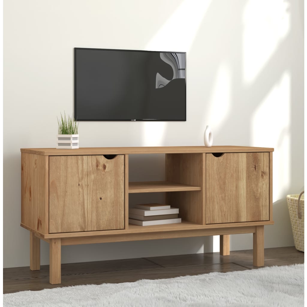 Meuble Tv Otta 113,5X43X57 Cm Bois De Pin Massif