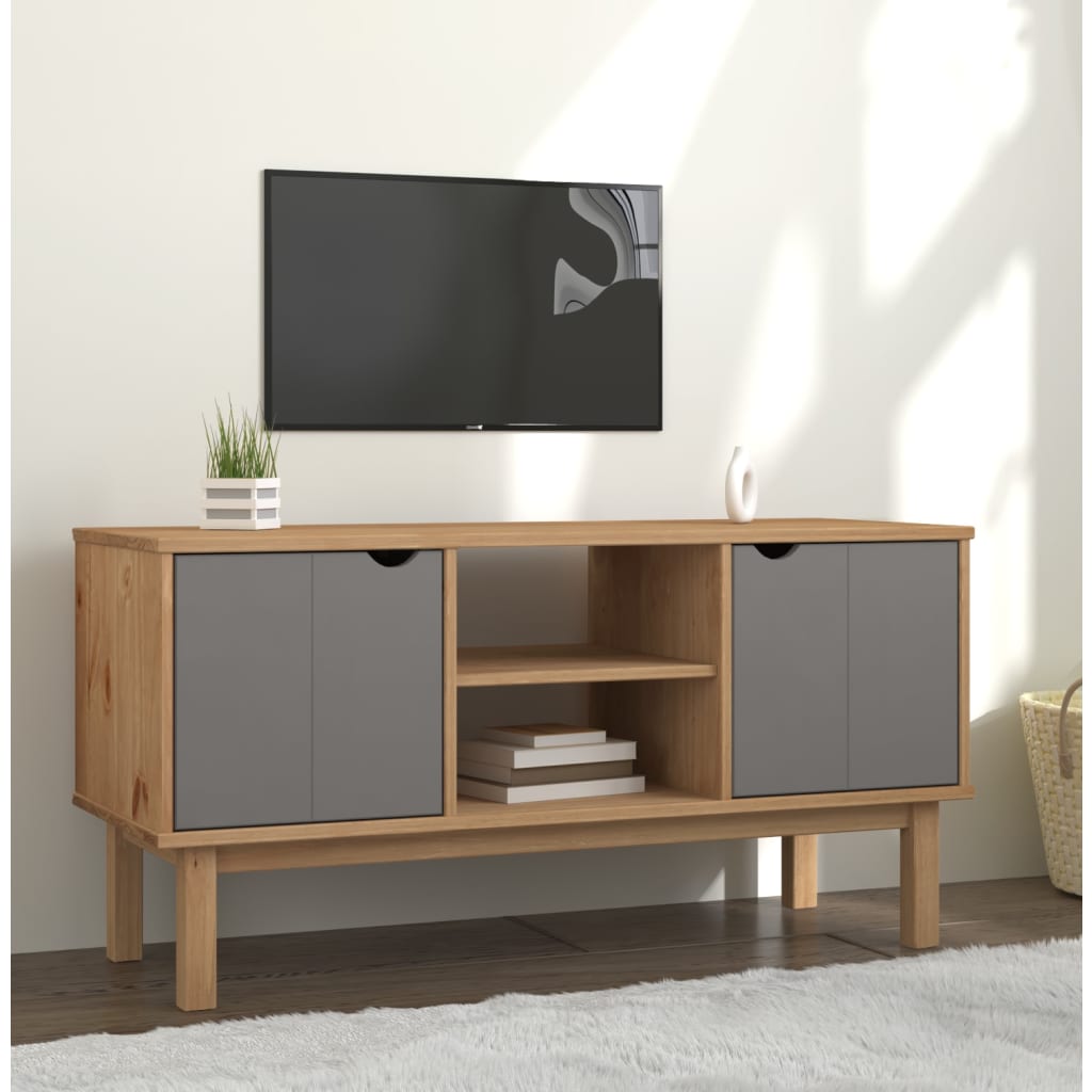 Meuble Tv Otta 113,5X43X57 Cm Bois De Pin Massif