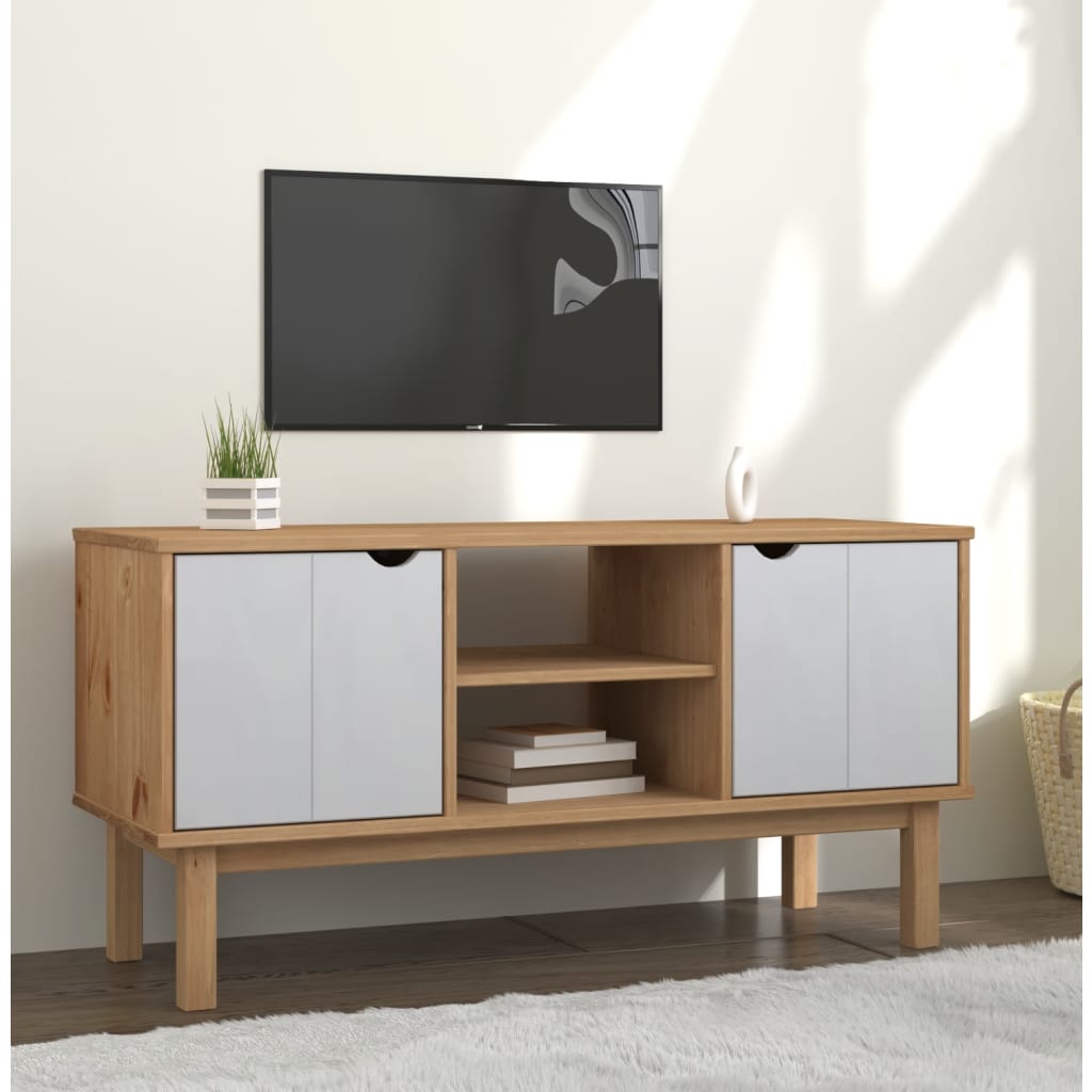 Meuble Tv Otta 113,5X43X57 Cm Bois De Pin Massif