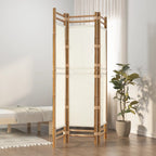 Cloison De Séparation Pliante 4 Panneaux 160 Cm Bambou Et Toile