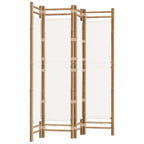 Cloison De Séparation Pliante 4 Panneaux 160 Cm Bambou Et Toile