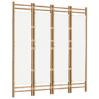 Cloison De Séparation Pliante 4 Panneaux 160 Cm Bambou Et Toile