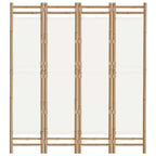 Cloison De Séparation Pliante 4 Panneaux 160 Cm Bambou Et Toile