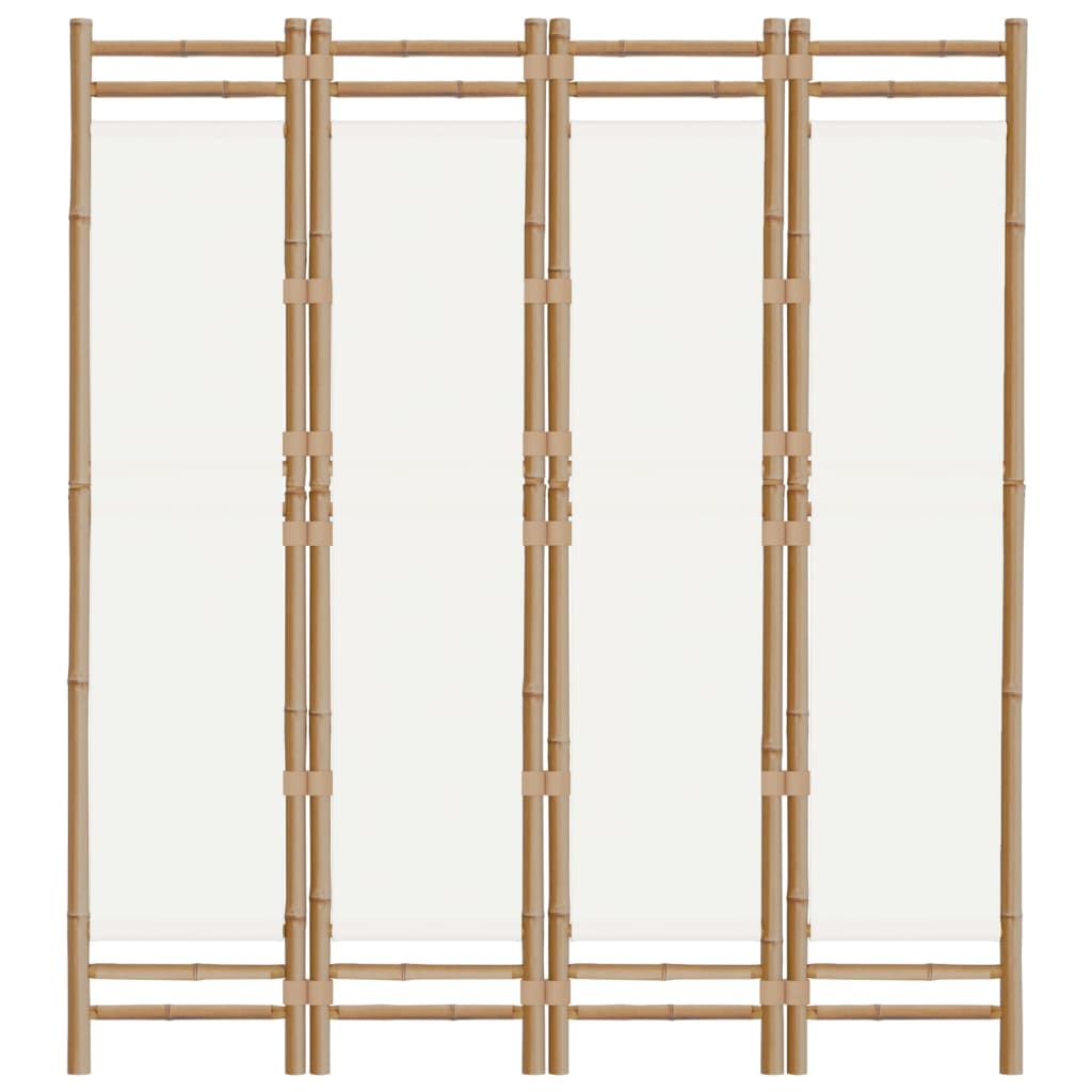 Cloison De Séparation Pliante 4 Panneaux 160 Cm Bambou Et Toile