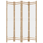Cloison De Séparation Pliante 4 Panneaux 160 Cm Bambou Et Toile