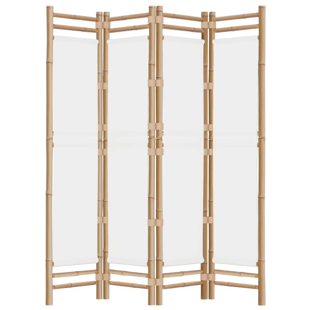 Cloison De Séparation Pliante 4 Panneaux 160 Cm Bambou Et Toile