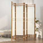 Cloison De Séparation Pliante 4 Panneaux 160 Cm Bambou Et Toile