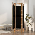 Cloison De Séparation Pliante 4 Panneaux 160 Cm Bambou Et Toile