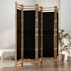 Cloison De Séparation Pliante 4 Panneaux 160 Cm Bambou Et Toile