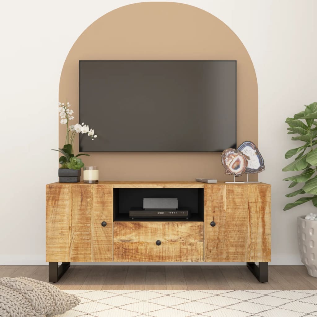 Meuble Tv 105X33,5X46 Cm Bois De Manguier Et D'ingénierie