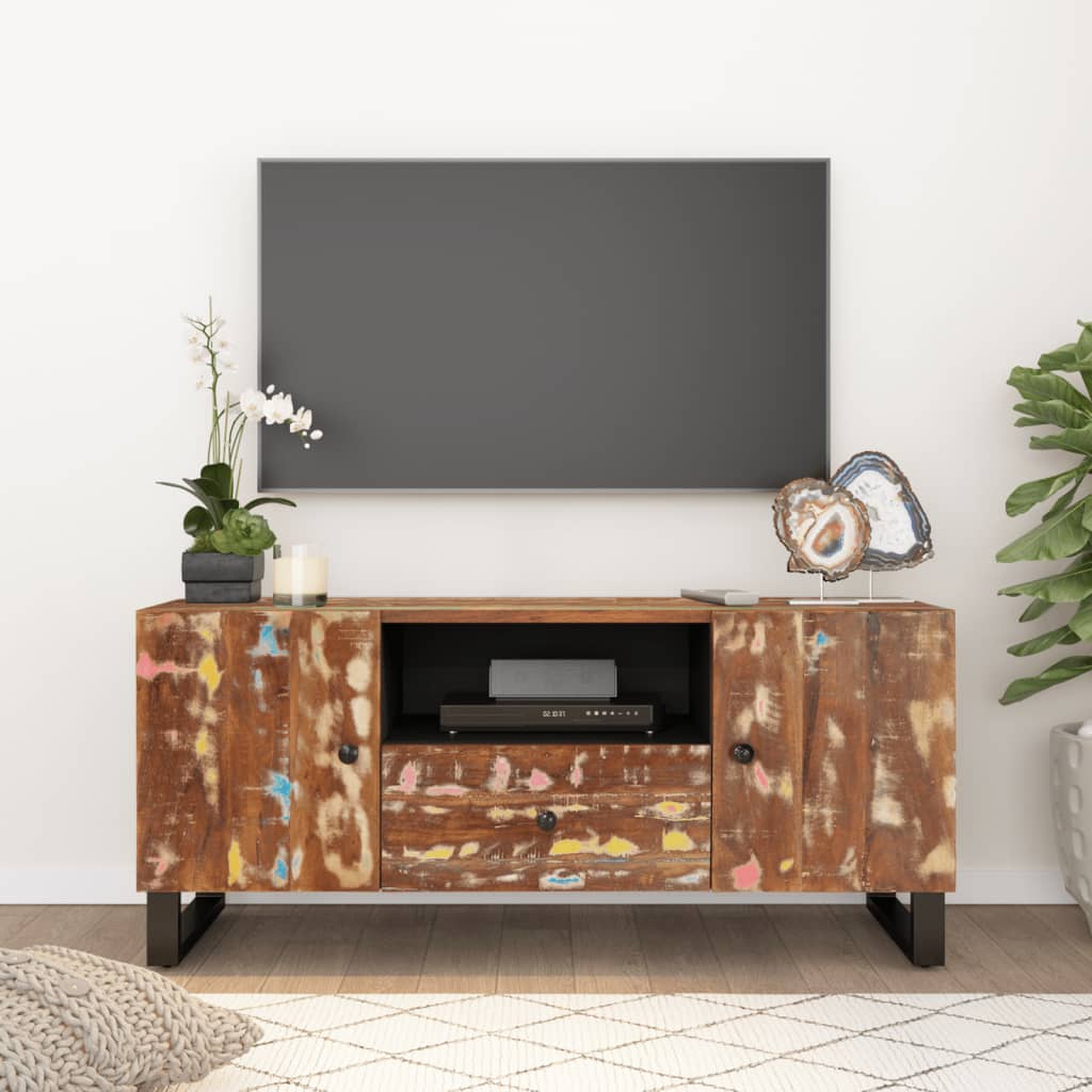 Meuble Tv 105X33,5X46 Cm Bois De Manguier Et D'ingénierie