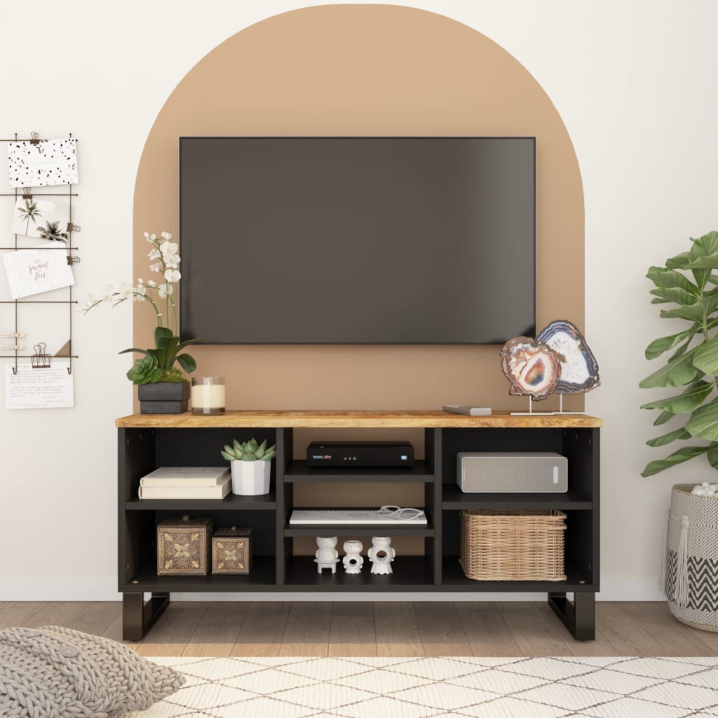 Meuble Tv 100X33X46 Cm Bois De Manguier Et D'ingénierie