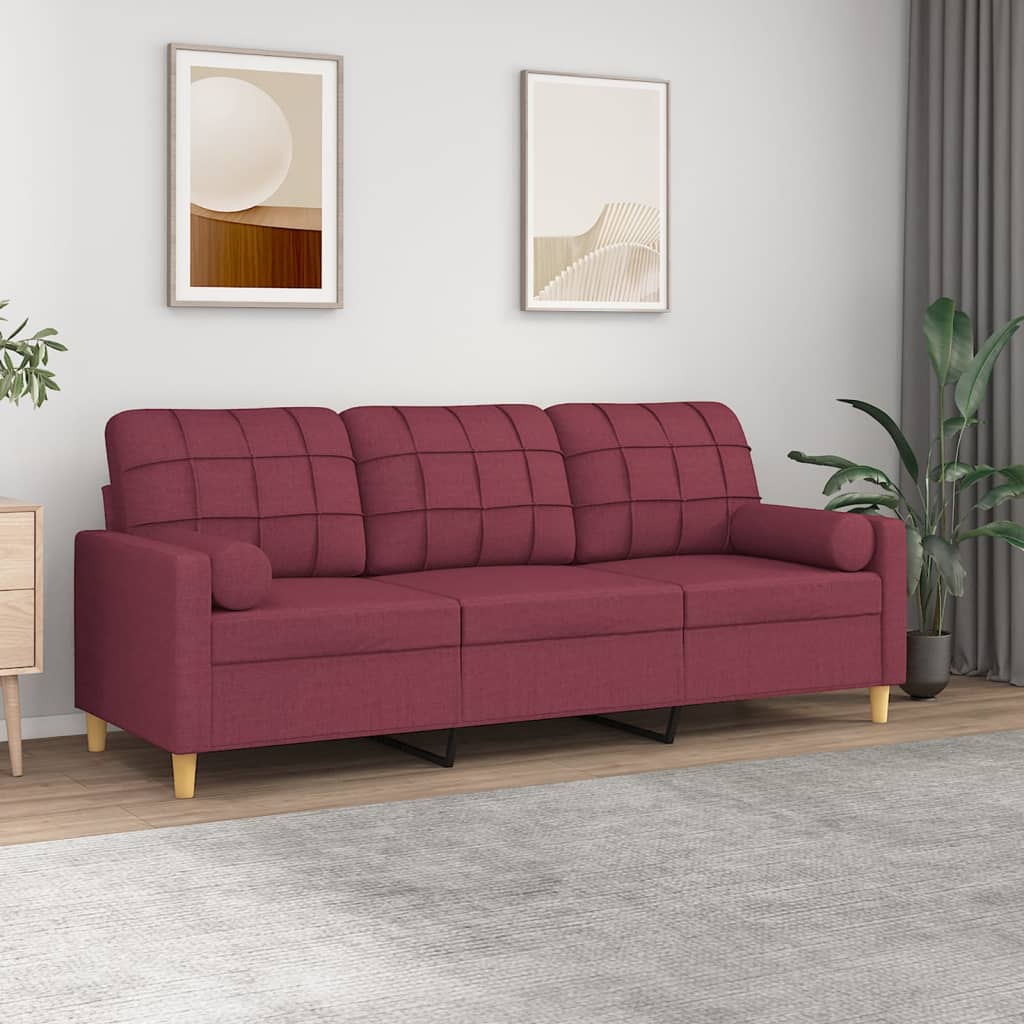 Canapé 3 Places Avec Oreillers Décoratifs Tissu