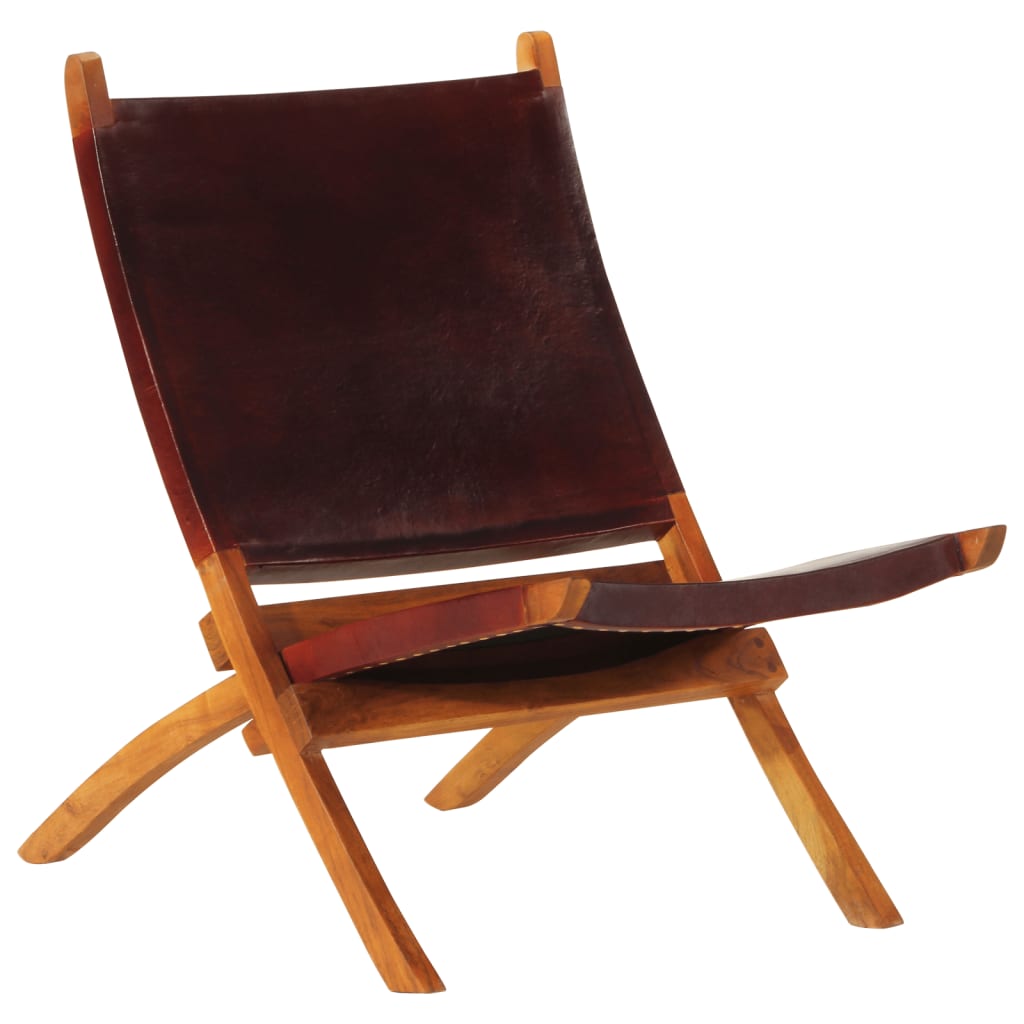 Chaise De Relaxation Pliable Cuir Véritable