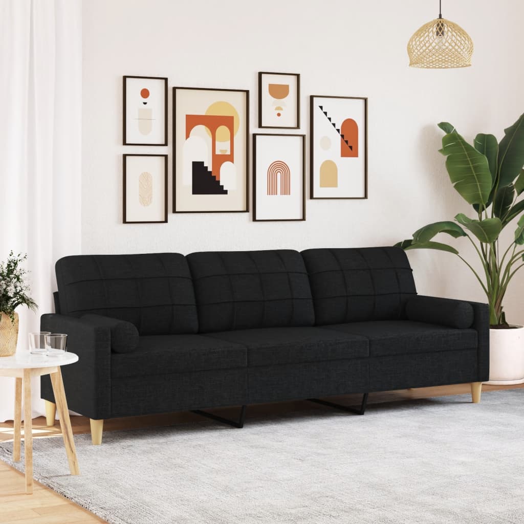 Canapé 3 Places Avec Oreillers Décoratifs Tissu