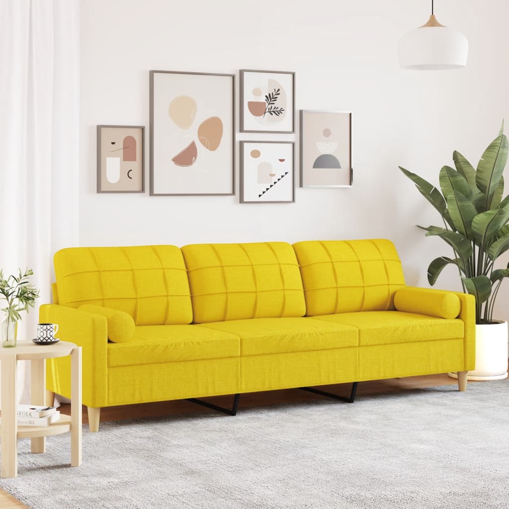 Canapé 3 Places Avec Oreillers Décoratifs Tissu