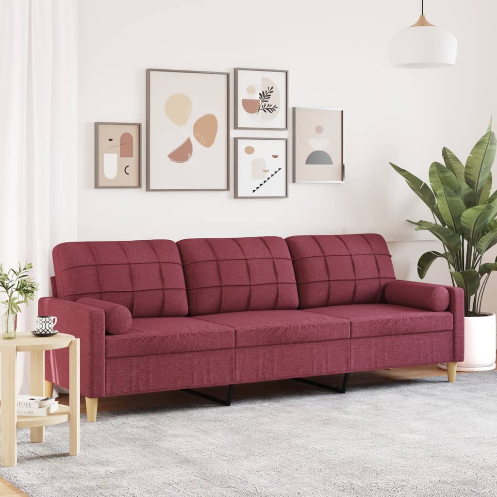 Canapé 3 Places Avec Oreillers Décoratifs Tissu