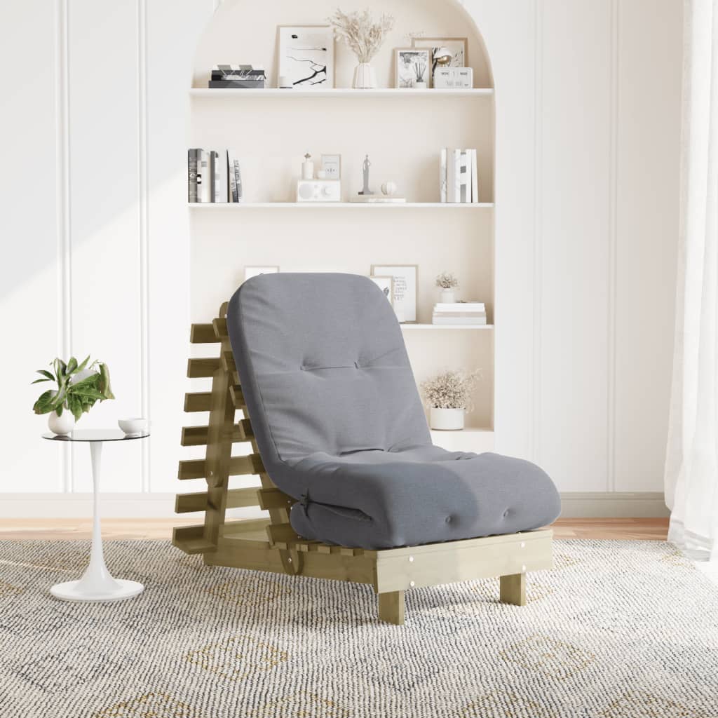 Canapé-Lit Futon Avec Matelas Bois Massif De Pin