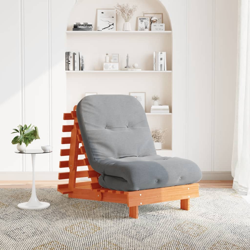 Canapé-Lit Futon Avec Matelas Bois Massif De Pin