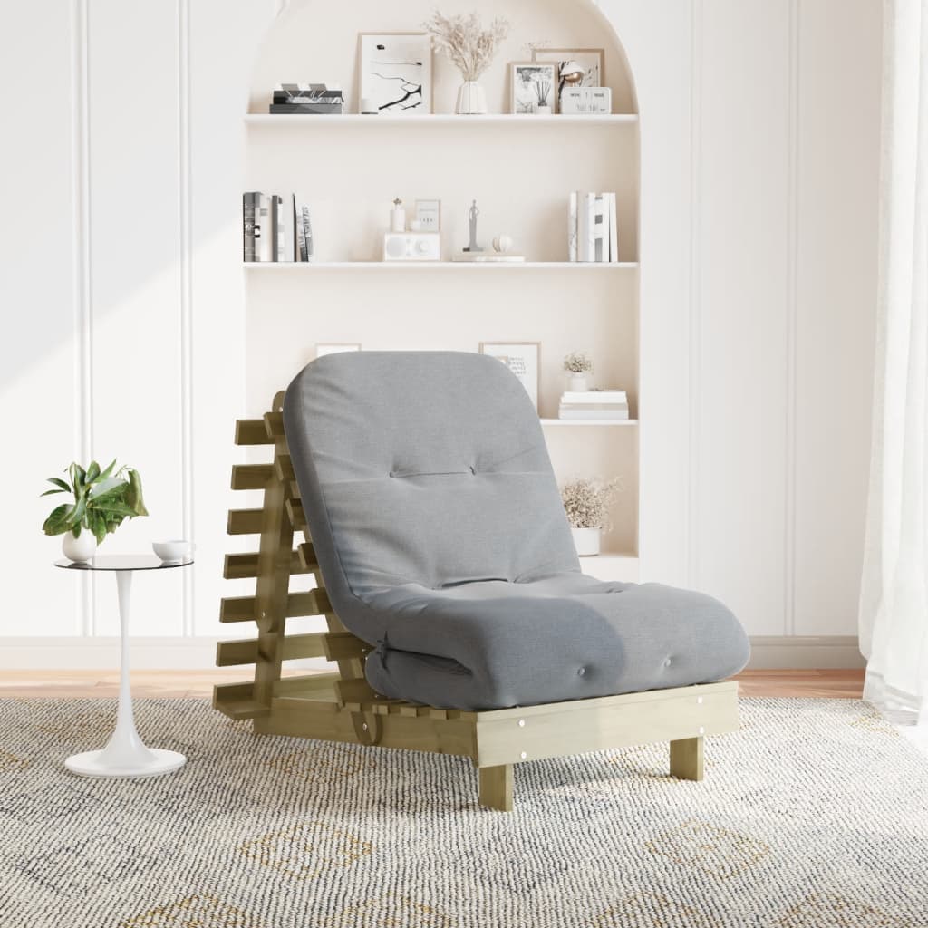 Canapé-Lit Futon Avec Matelas Bois Massif De Pin