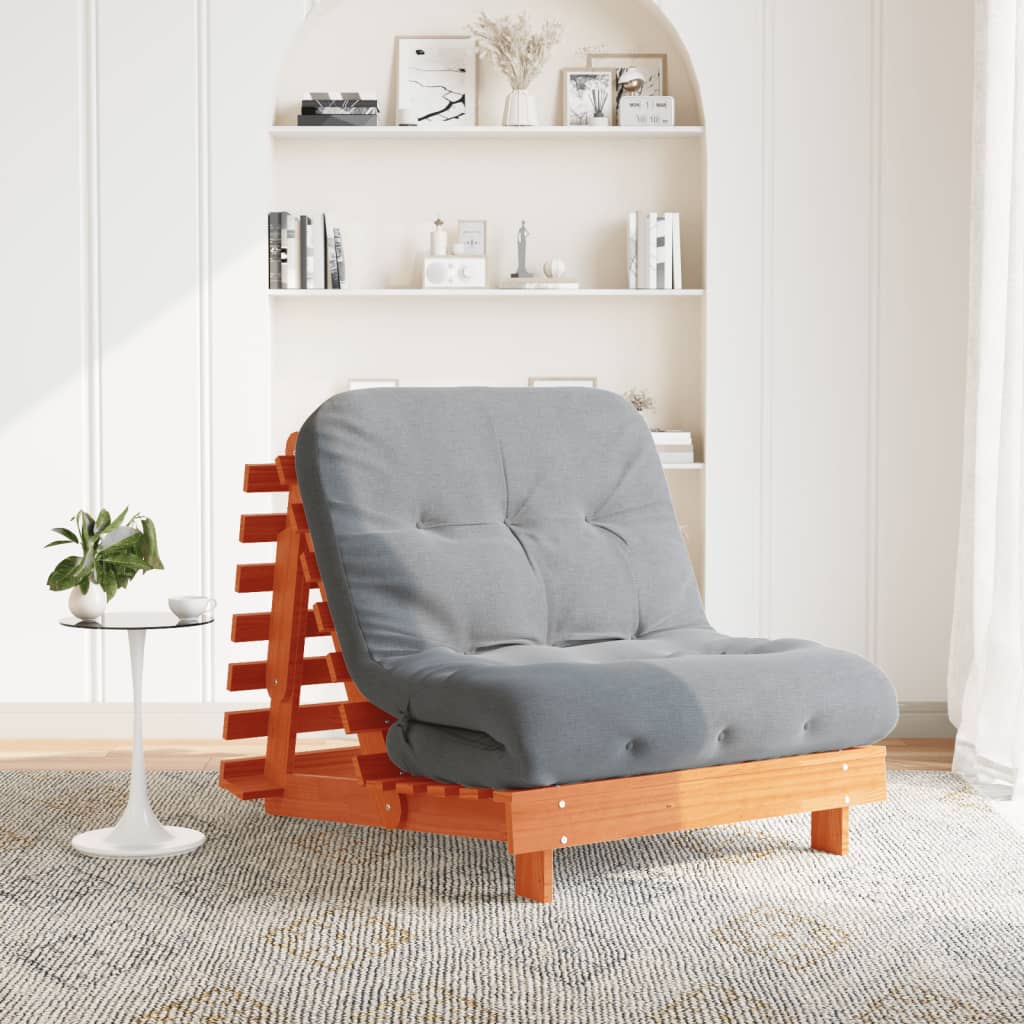 Canapé-Lit Futon Avec Matelas Bois Massif De Pin