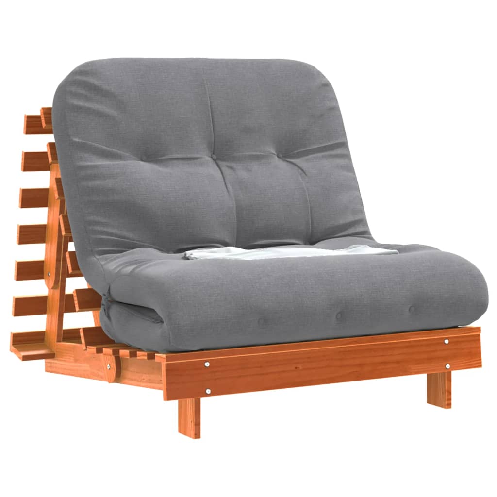 Canapé-Lit Futon Avec Matelas Bois Massif De Pin