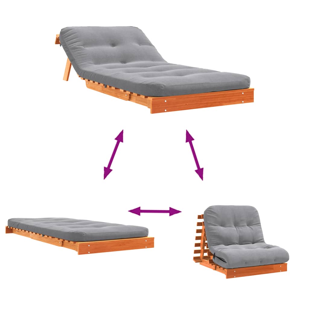 Canapé-Lit Futon Avec Matelas Bois Massif De Pin