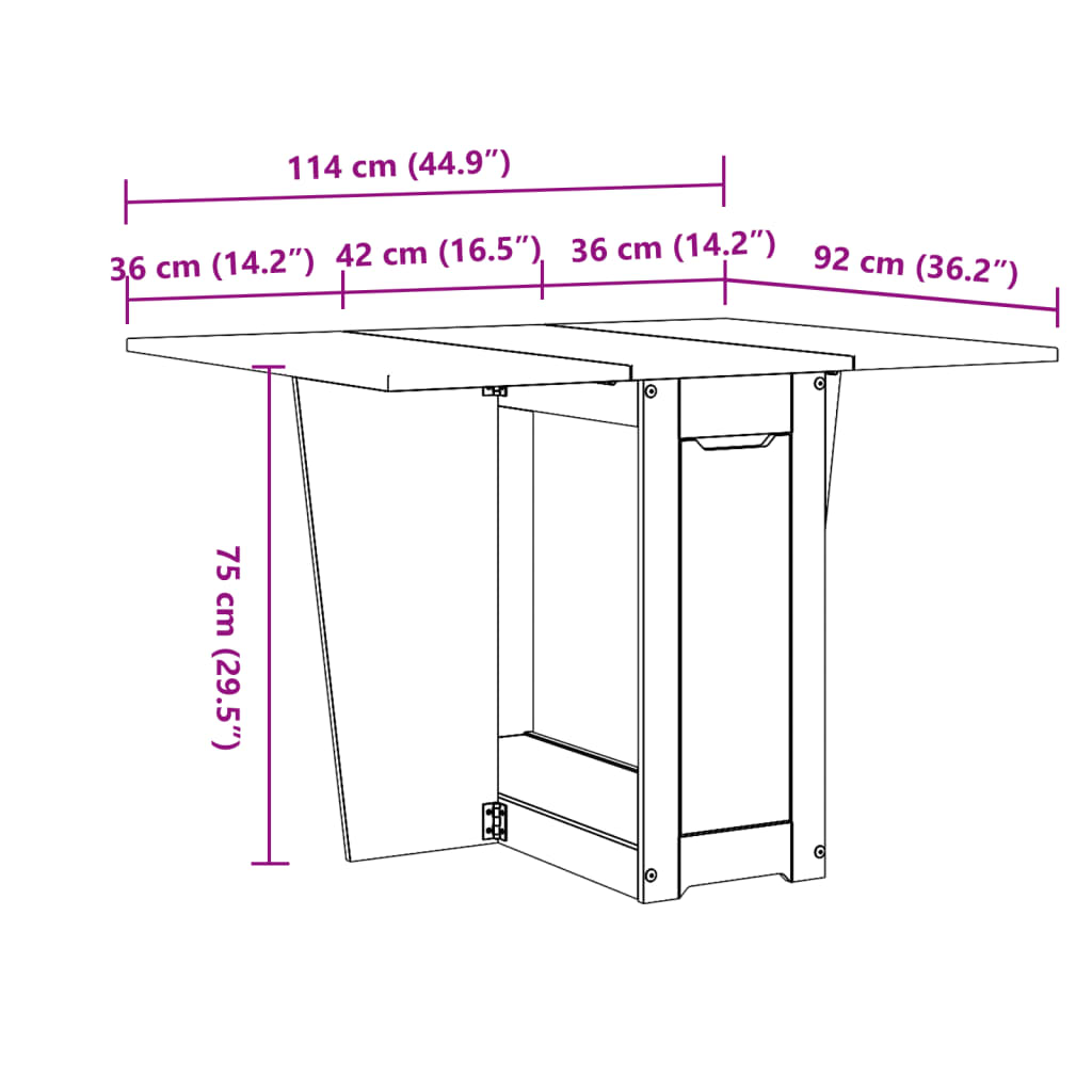 Table À Manger Papillon Pliable Corona Bois De Pin Massif
