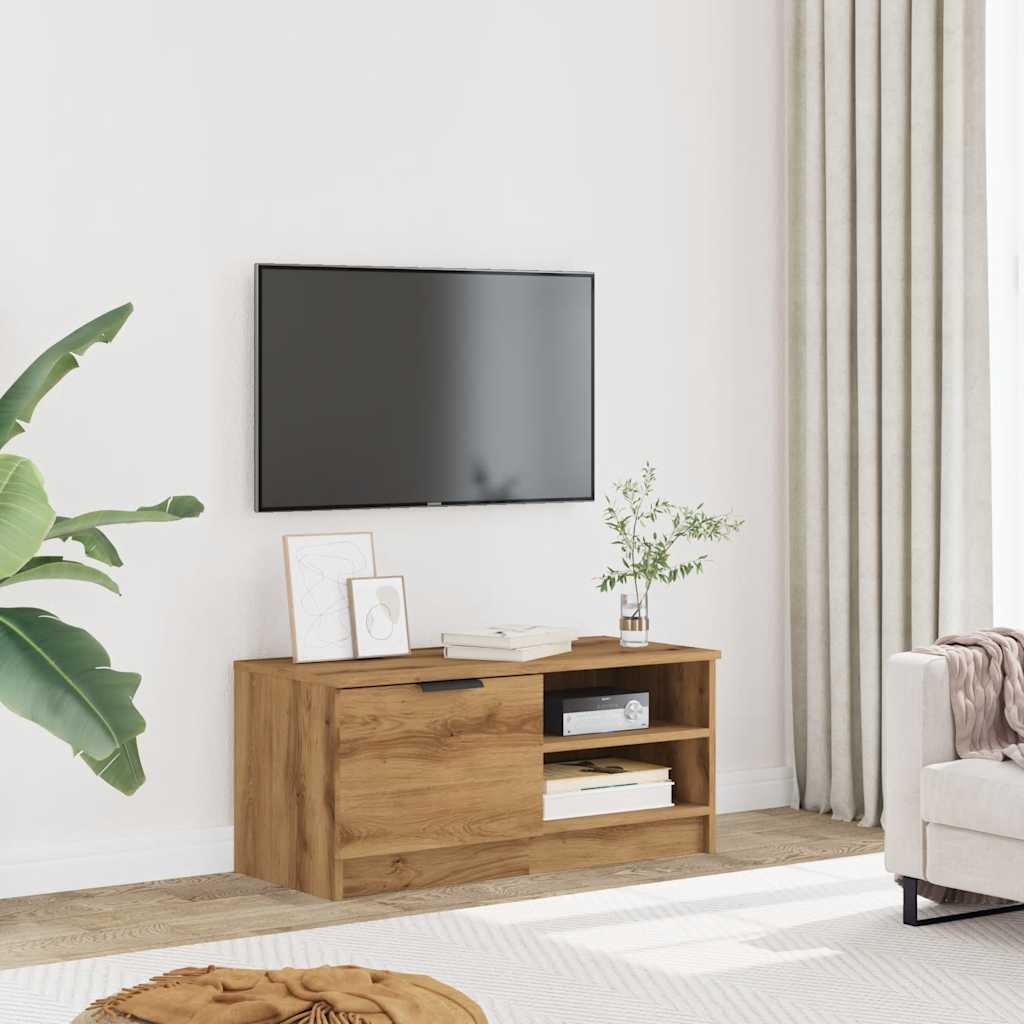 Meuble Tv 80X35X36,5 Cm Bois D'ingénierie Chêne Artisanal
