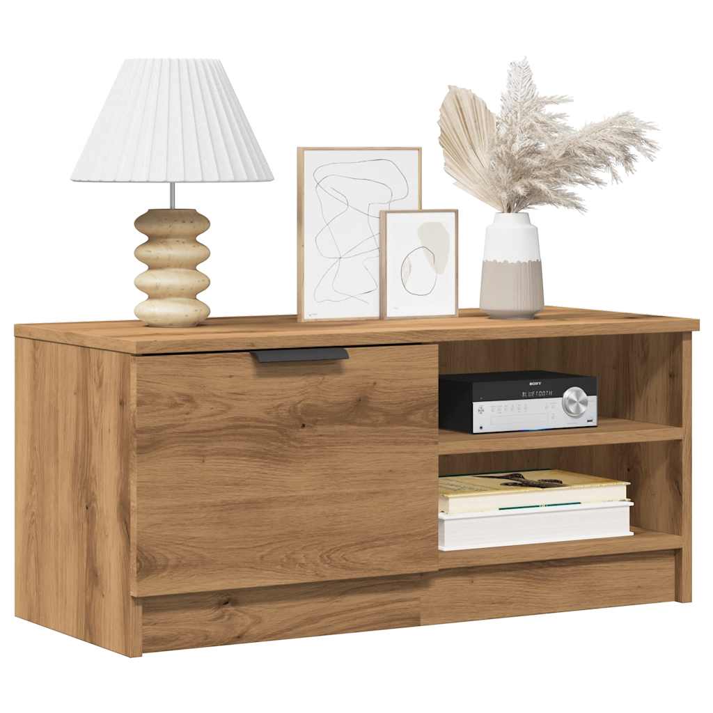 Meuble Tv 80X35X36,5 Cm Bois D'ingénierie Chêne Artisanal