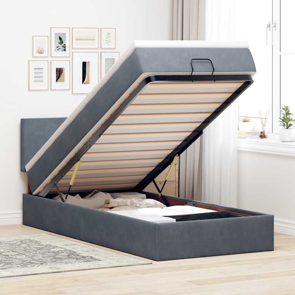 Cadre De Lit Ottoman Avec Matelas Velours