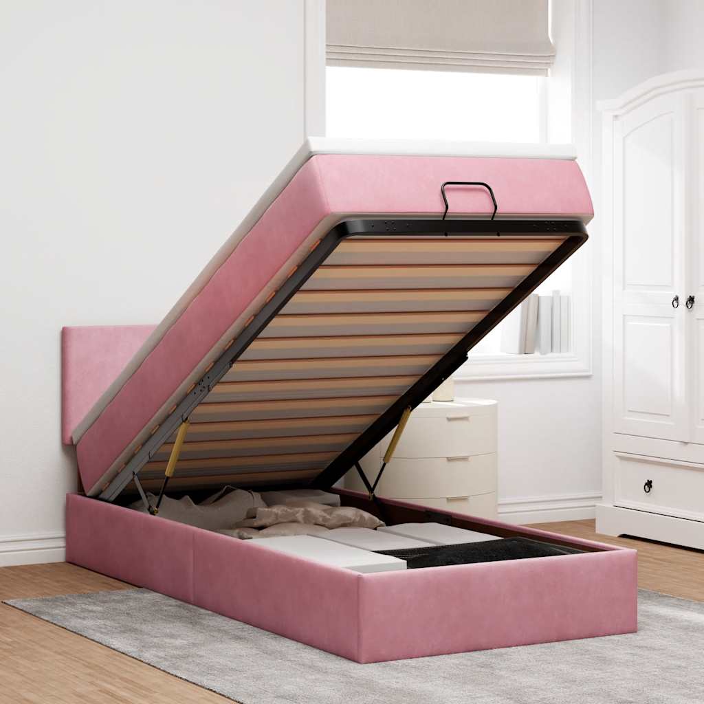 Cadre De Lit Ottoman Avec Matelas Velours