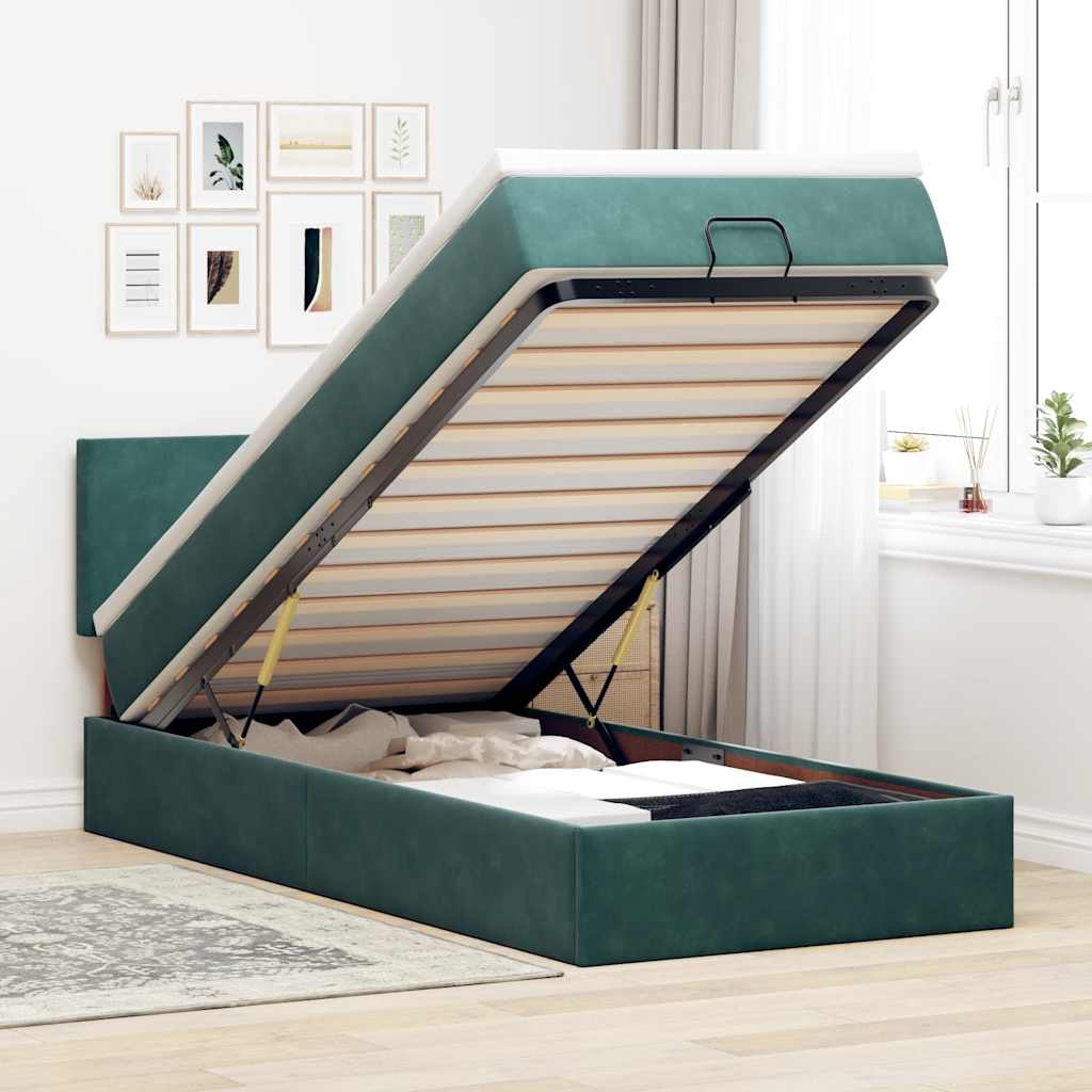 Cadre De Lit Ottoman Avec Matelas Velours