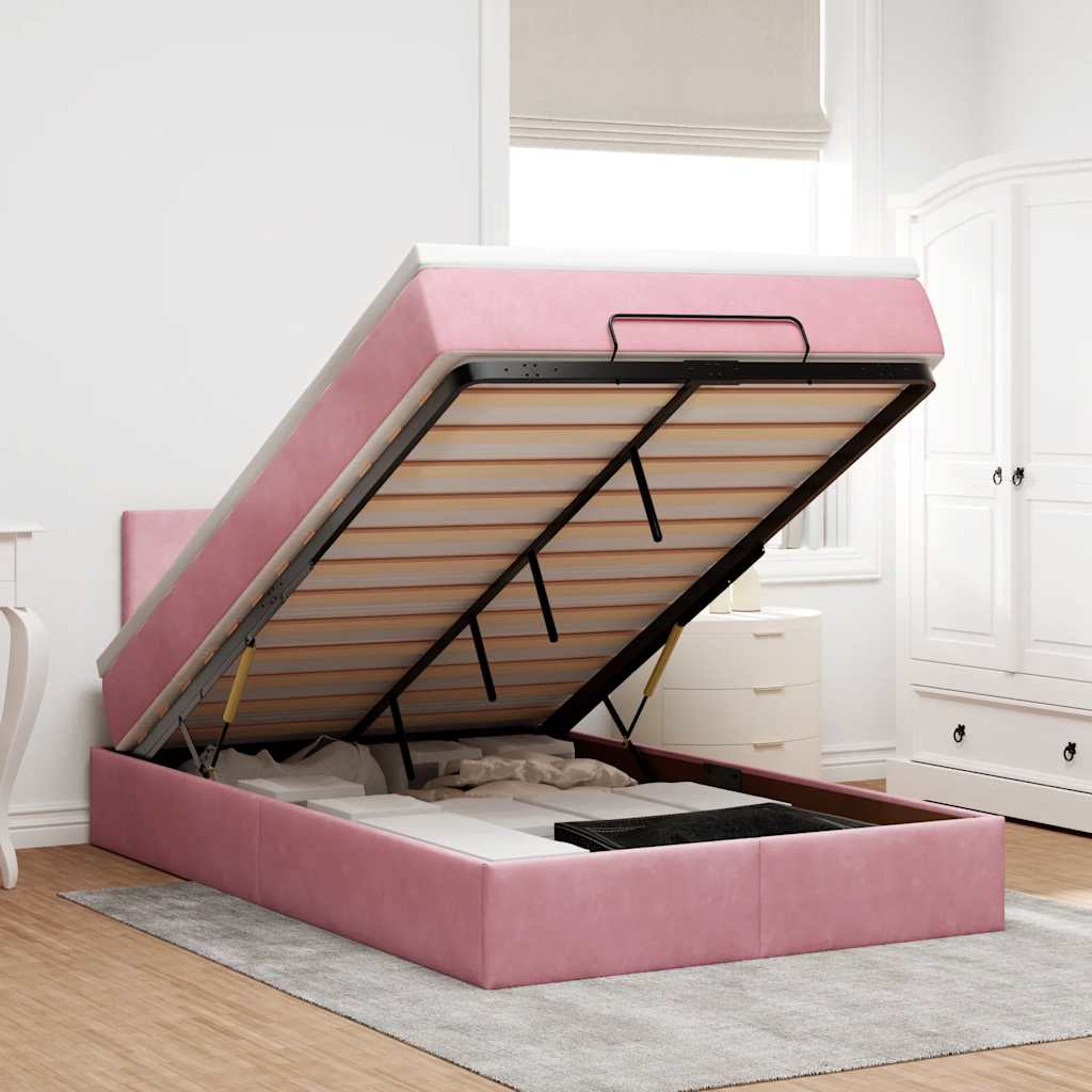 Cadre De Lit Ottoman Avec Matelas Velours