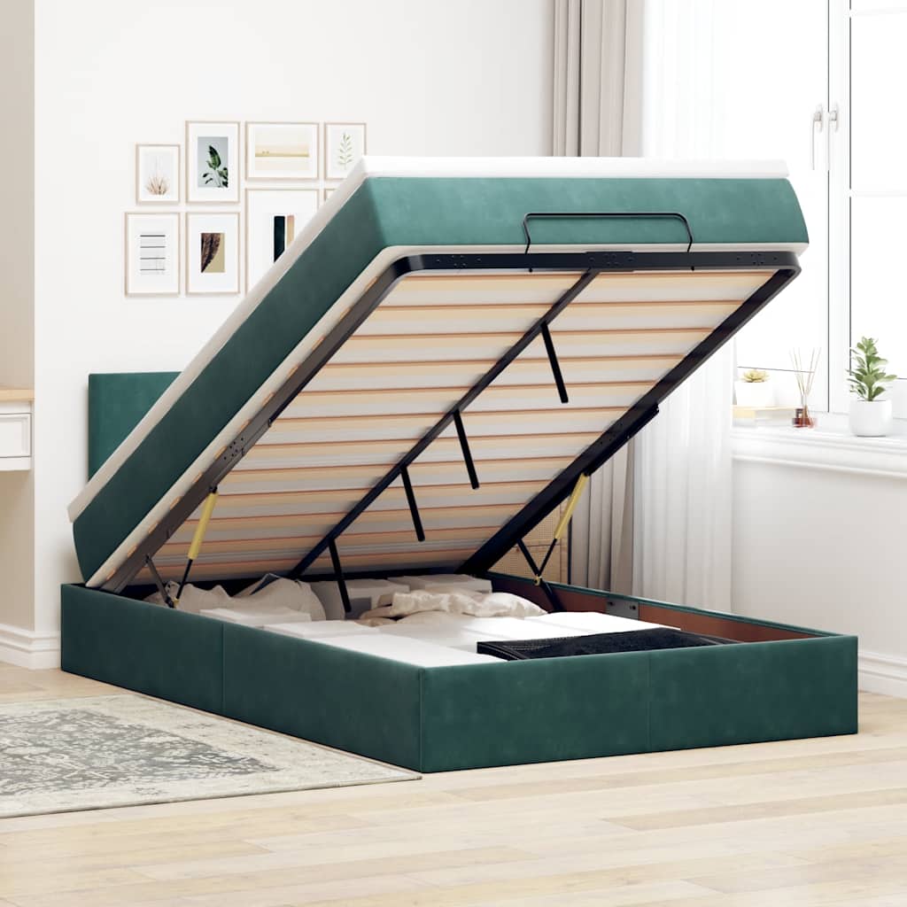 Cadre De Lit Ottoman Avec Matelas Velours