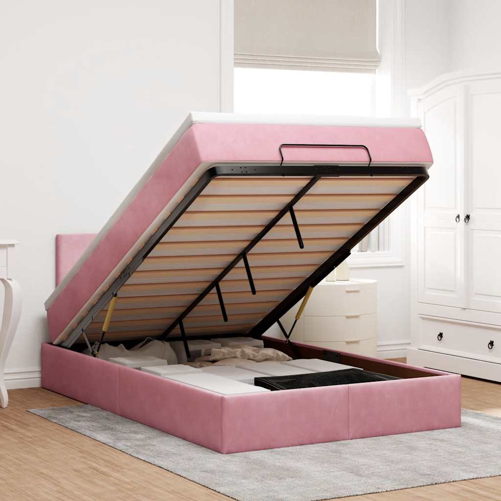 Cadre De Lit Ottoman Avec Matelas Velours