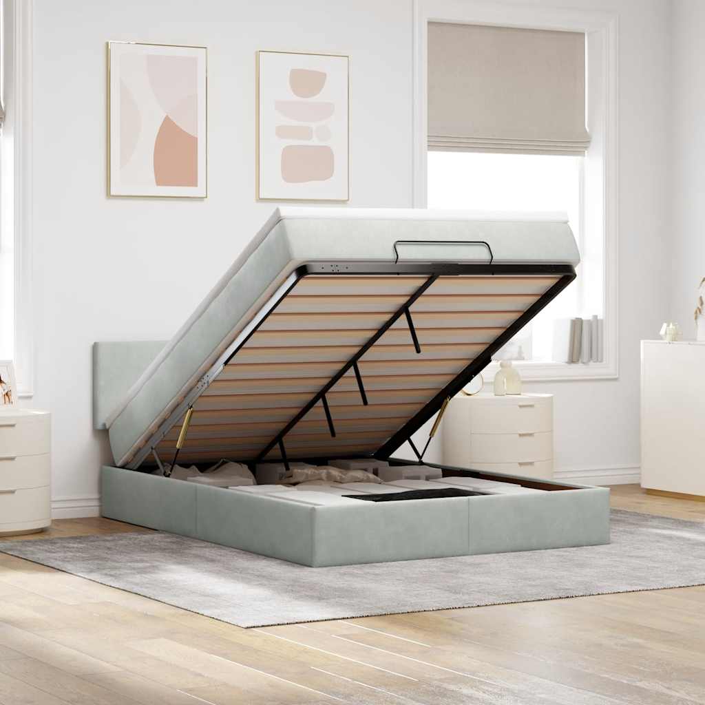 Cadre De Lit Ottoman Avec Matelas Velours