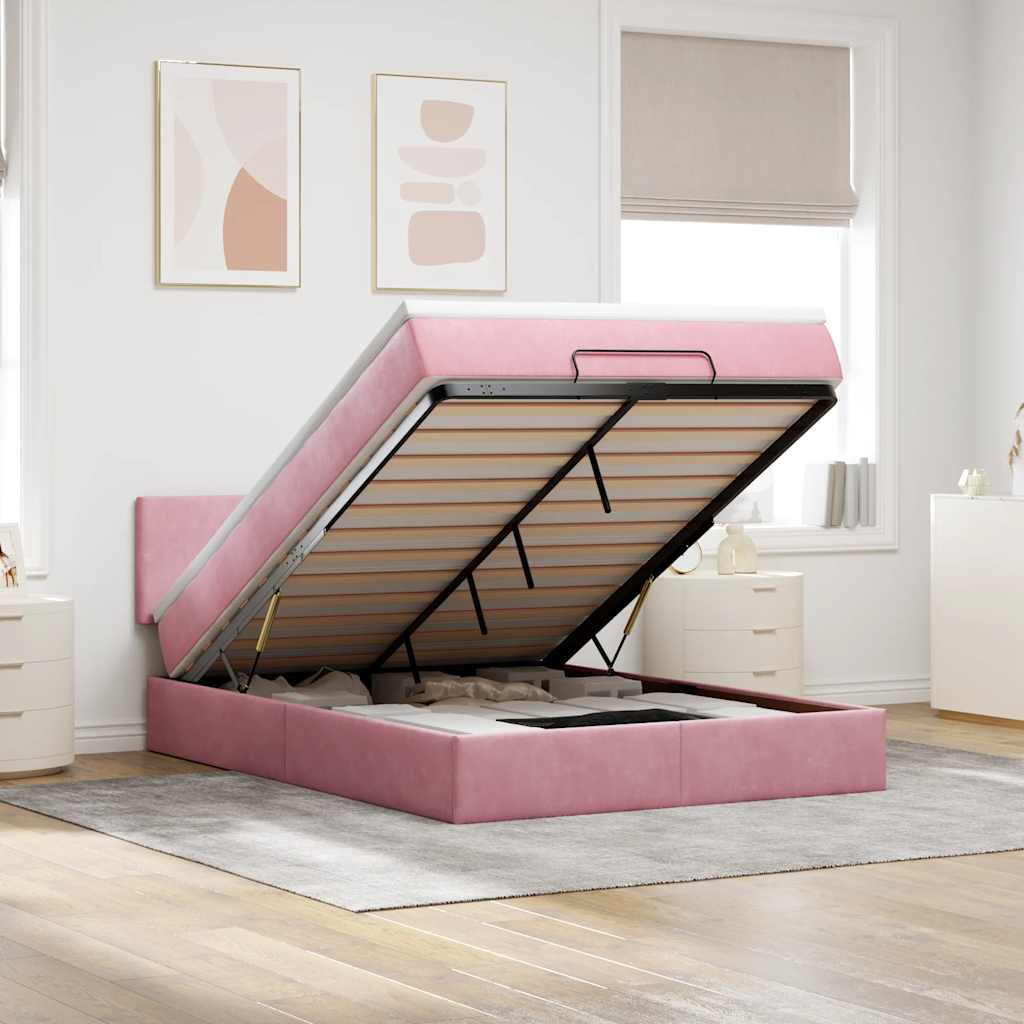 Cadre De Lit Ottoman Avec Matelas Velours