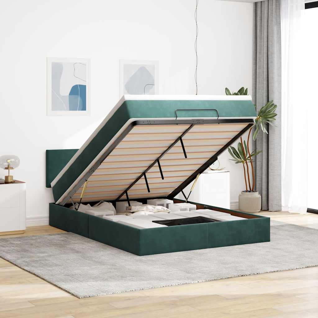 Cadre De Lit Ottoman Avec Matelas Velours