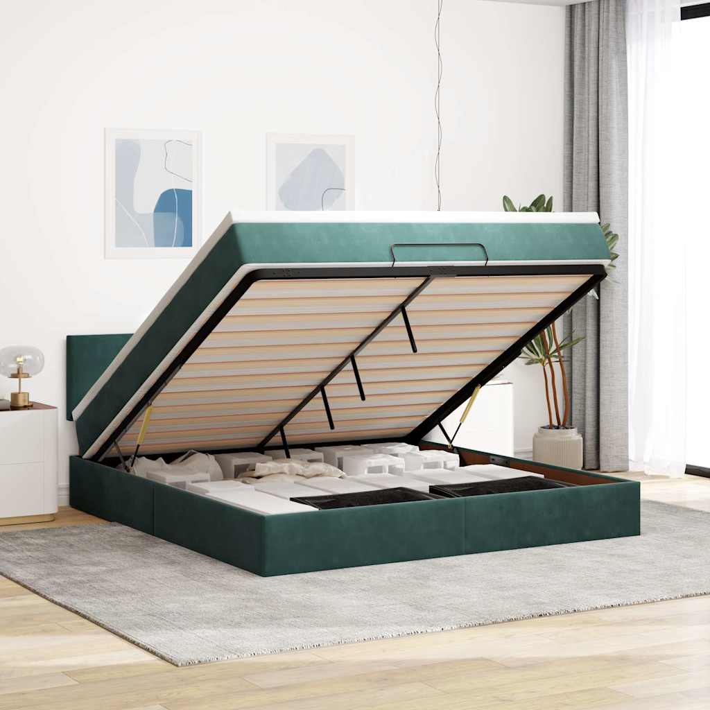 Cadre De Lit Ottoman Avec Matelas Velours
