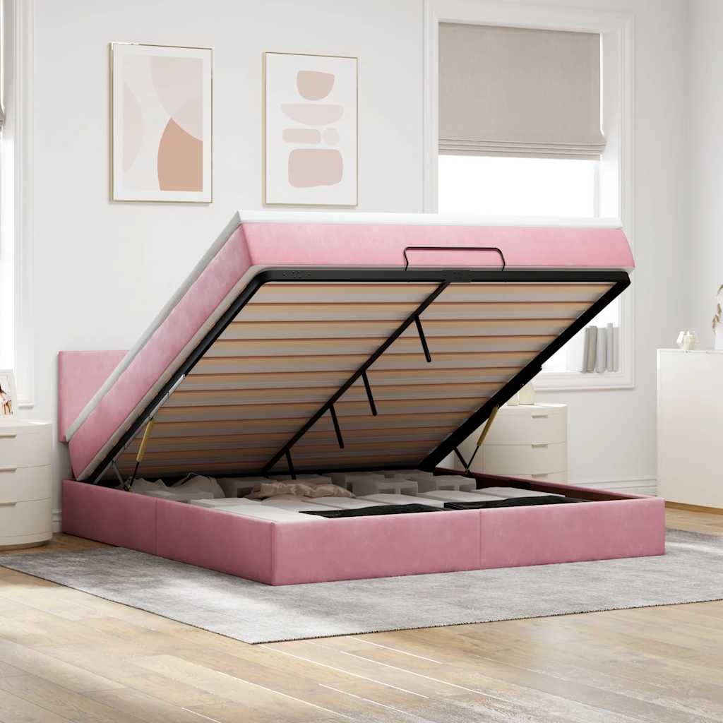 Cadre De Lit Ottoman Avec Matelas Velours