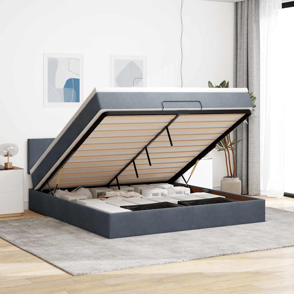 Cadre De Lit Ottoman Avec Matelas Velours