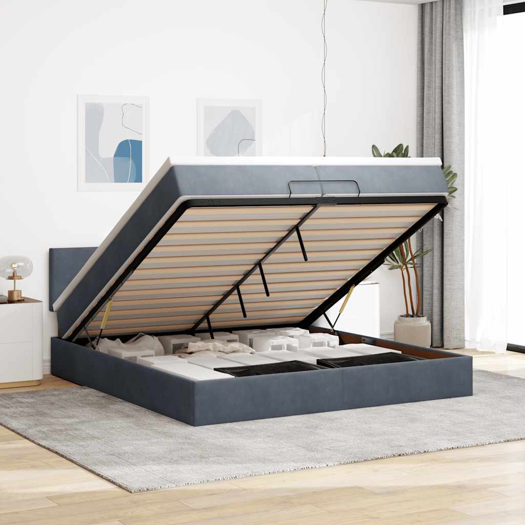 Cadre De Lit Ottoman Avec Matelas Velours