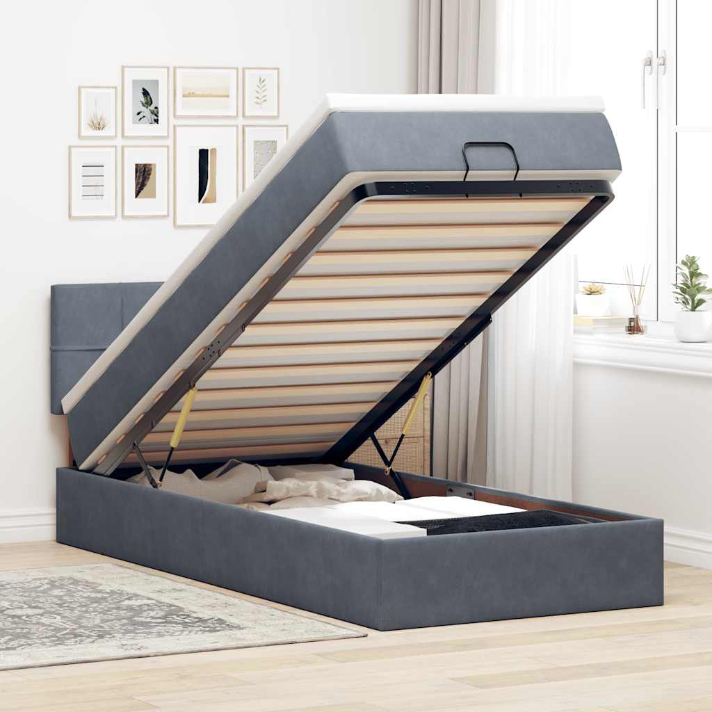 Cadre De Lit Ottoman Avec Matelas Velours