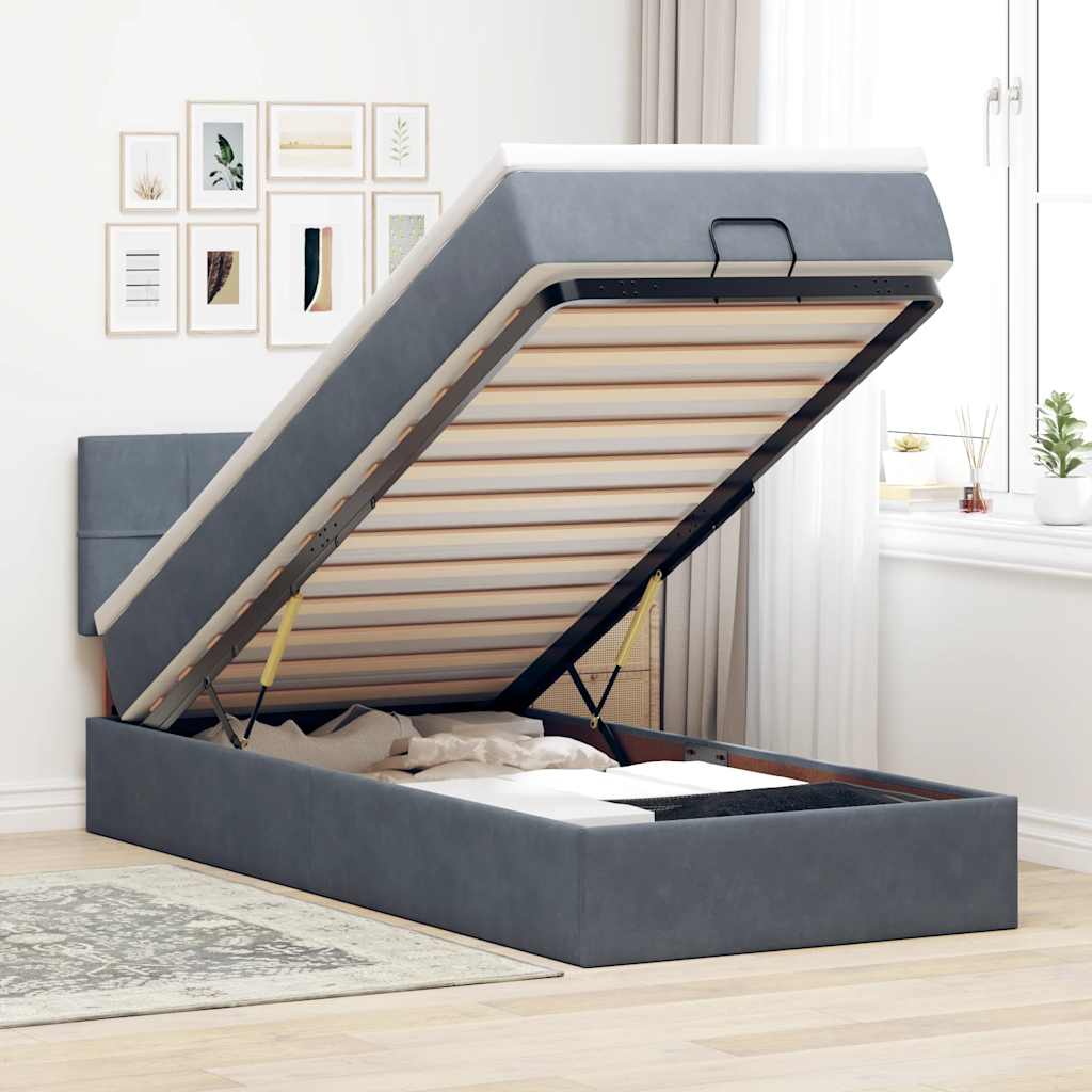 Cadre De Lit Ottoman Avec Matelas Velours