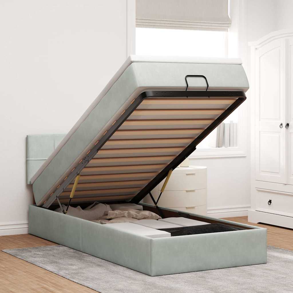 Cadre De Lit Ottoman Avec Matelas Velours
