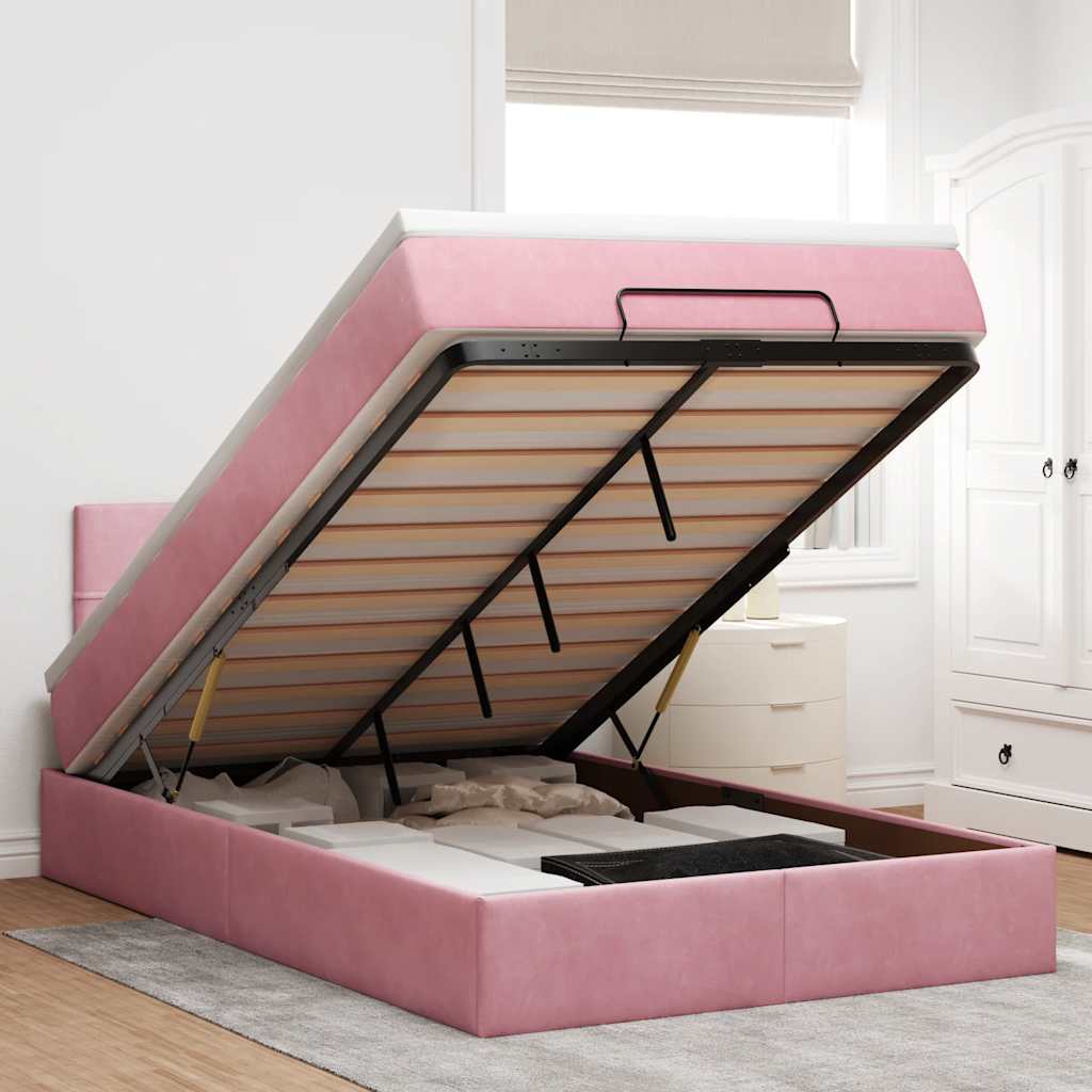 Cadre De Lit Ottoman Avec Matelas Velours